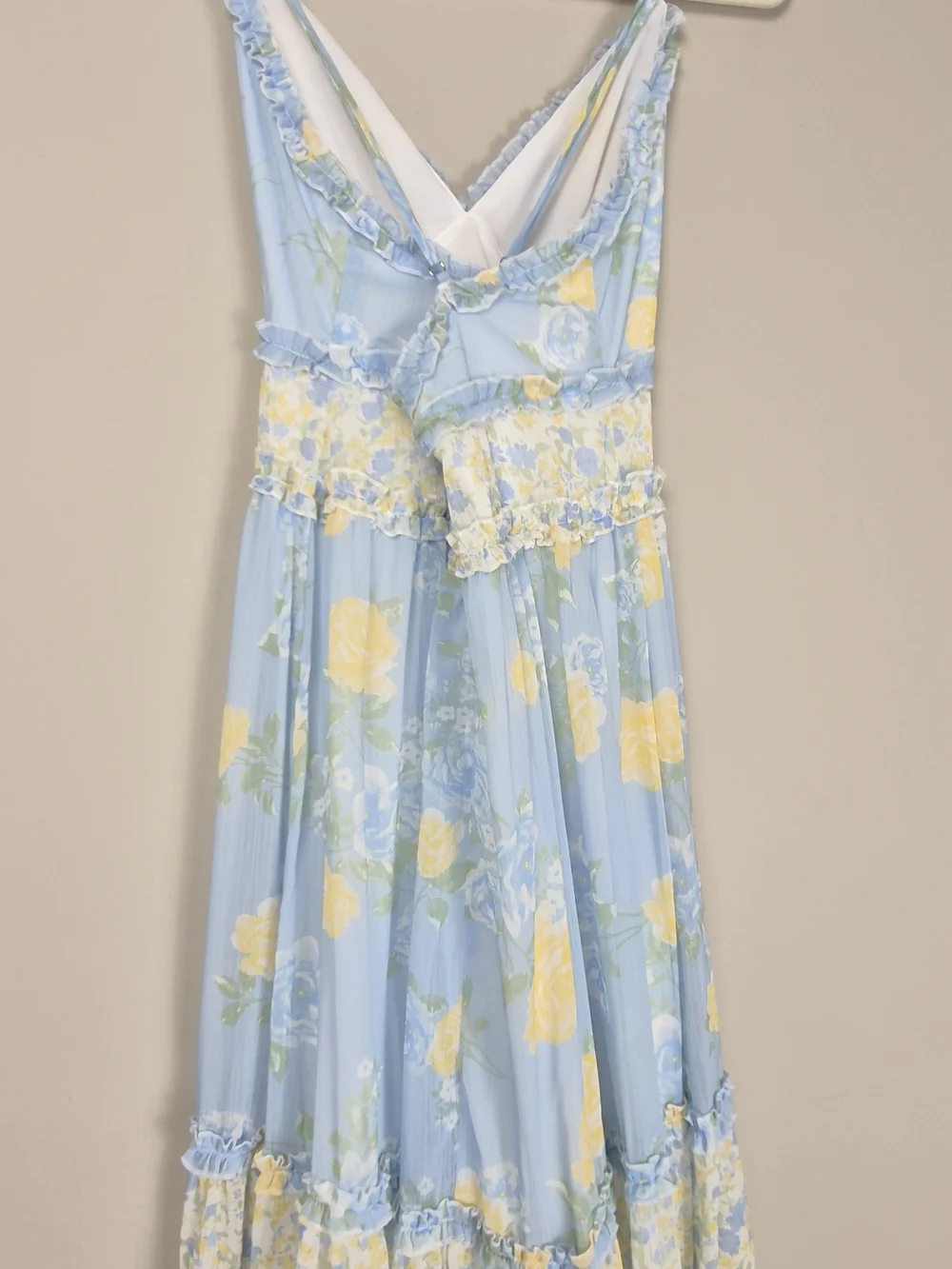 Altar'd State Floral Tiered Ruffle Maxi Dress Light Blue Cottagecore Coquette M - Picture 6 of 16